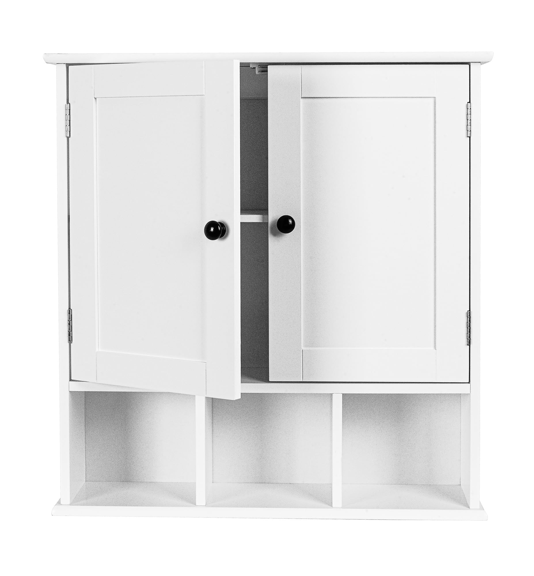 leomark Armario de Pared con 3 estantes pequeños, Gabinete Meghan Universal Blanco, Armario Multiusos - Dim: 58 cm (Alto) - Mueble de baño - Armario para salón, Cocina, Pasillo