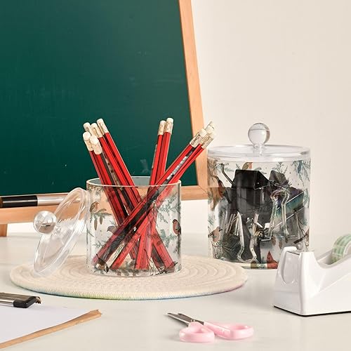Miniatura 6 de Tarros de invierno para pájaros con tapas, tarros de plástico, recipientes de baño, tarro de algodón para dormitorio, artículos esenciales para