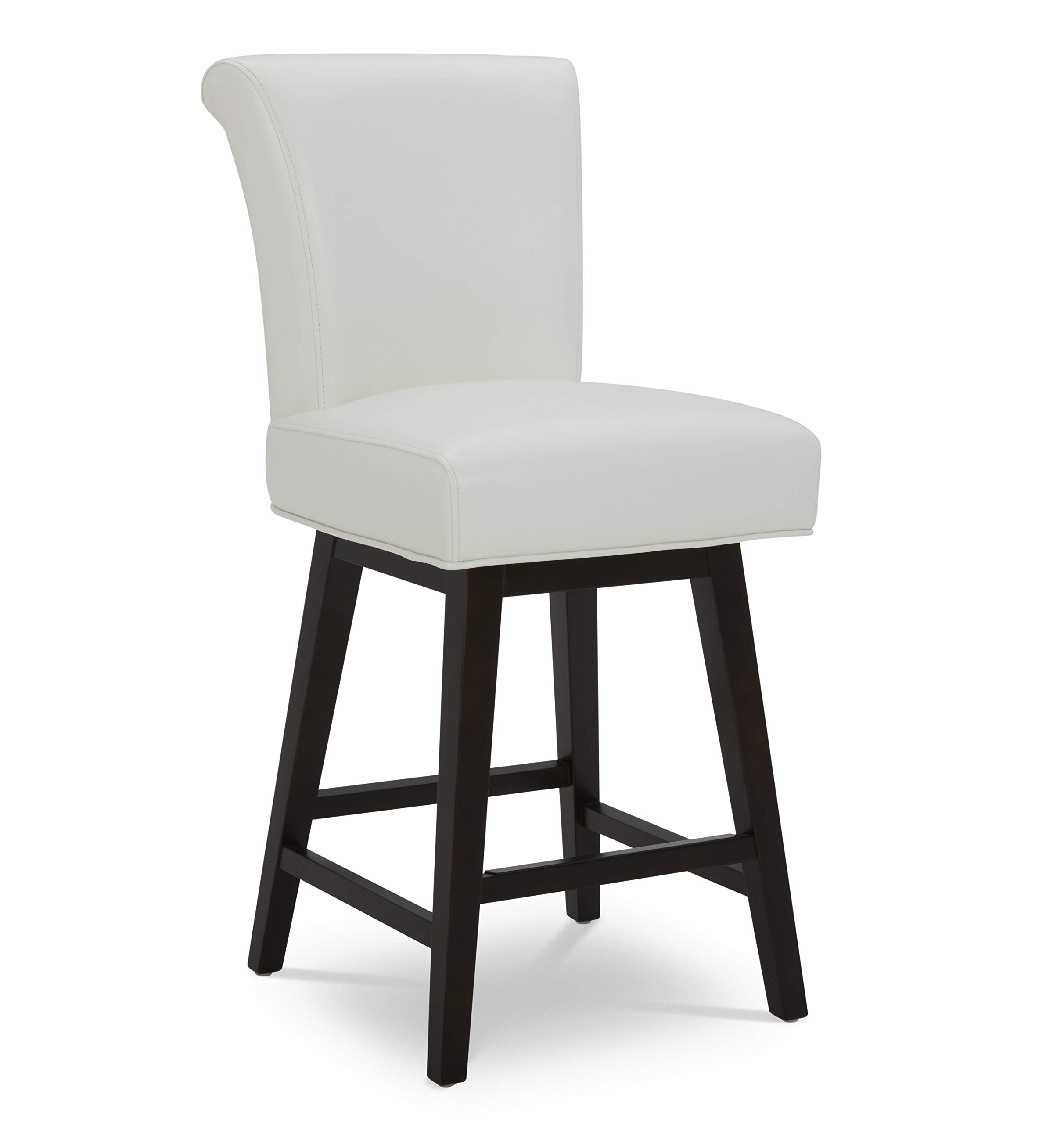 CHITAModern 26" Counter Height Swivel Barstool, Upholstered Faux Leather Swivel Stool, White
