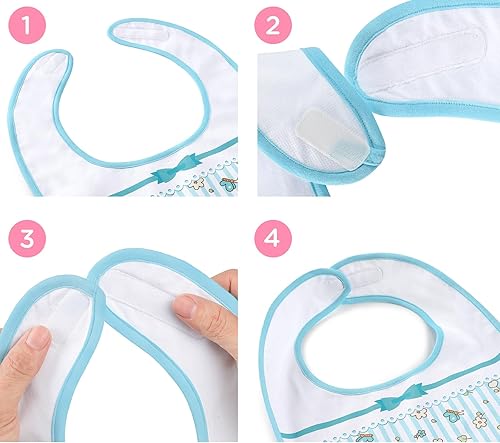 Miniatura 2 de Littleforbig Babero de algodón impermeable con estampado floral rosa para adultos con cierre de velcro ajustable