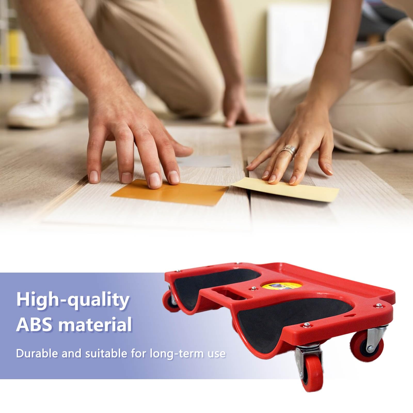 Rodilleras Rodantes Rodilleras Trabajo Suelo con 5 Ruedas Universales Rodilleras Resistentes para Trabajo Fuerte Capacidad de Carga Rodillero con Rodillos con Bandeja para Herramientas(Rojo)
