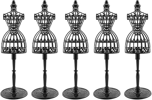 5 unids muñeca ropa modelo rack negro 8.661 in hueco modelo de arte marco ropa vestido exhibición mini modelo maniquí para muñeca juguete exhibición