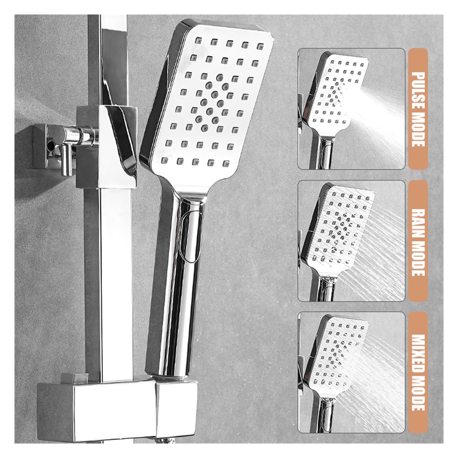 Set Doccia Digitale Cromato Rubinetto Bagno Miscelatore Caldo Freddo Pioggia Montaggio a Parete Kit Completo Rubinetto Vasca Vasca Argento Bidet di Lusso(Thermostatic)