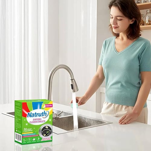 Miniatura 8 de NATRUTH Limpiador de eliminación de basura desodorizante, paquete de 24 unidades  Fregadero y triturador de espuma de manzana fresca, tableta de