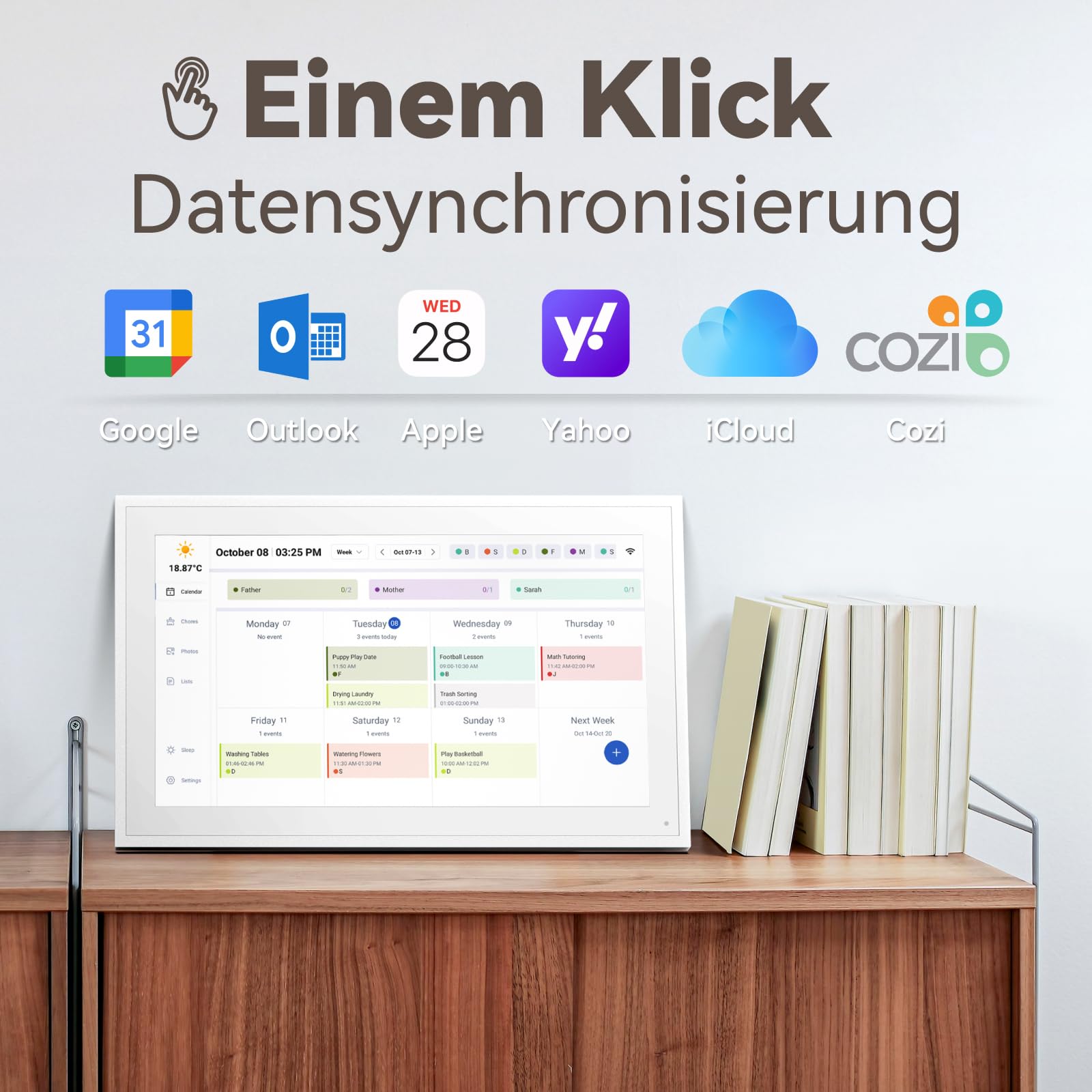Digitaler Kalender, 10.1 Zoll Elektronischer kalender mit Fotos für Videofreigabe, Digitale Planer mit Tischständer, Intelligenter Familie/Büro/Schule/Veranstaltungspläne