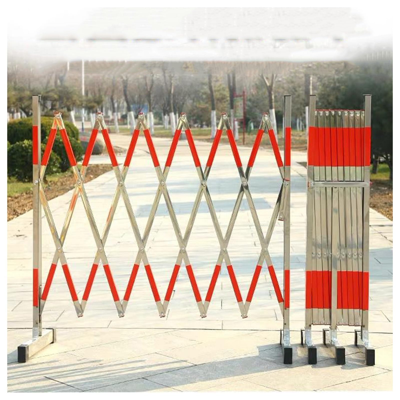 Barrière de sécurité de 400 cm pliable pour bloquer les accès de voirie et chantiers