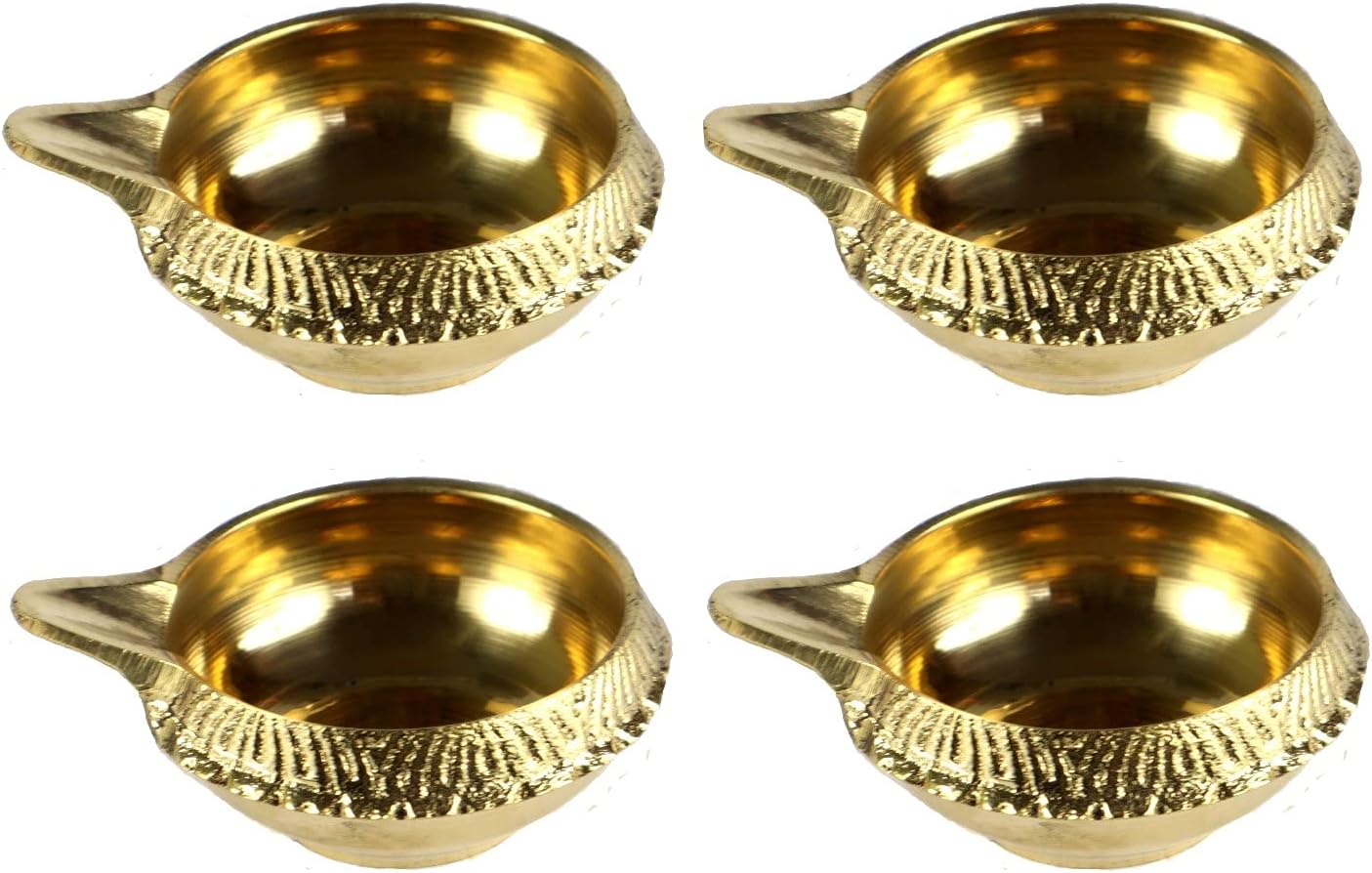 ASHIRWAD Brass Carved Diya Kuber for Home Temples Festivals Diwali Pooja Beautifully Engraved Oil Lamp (4, 2.0 inches)