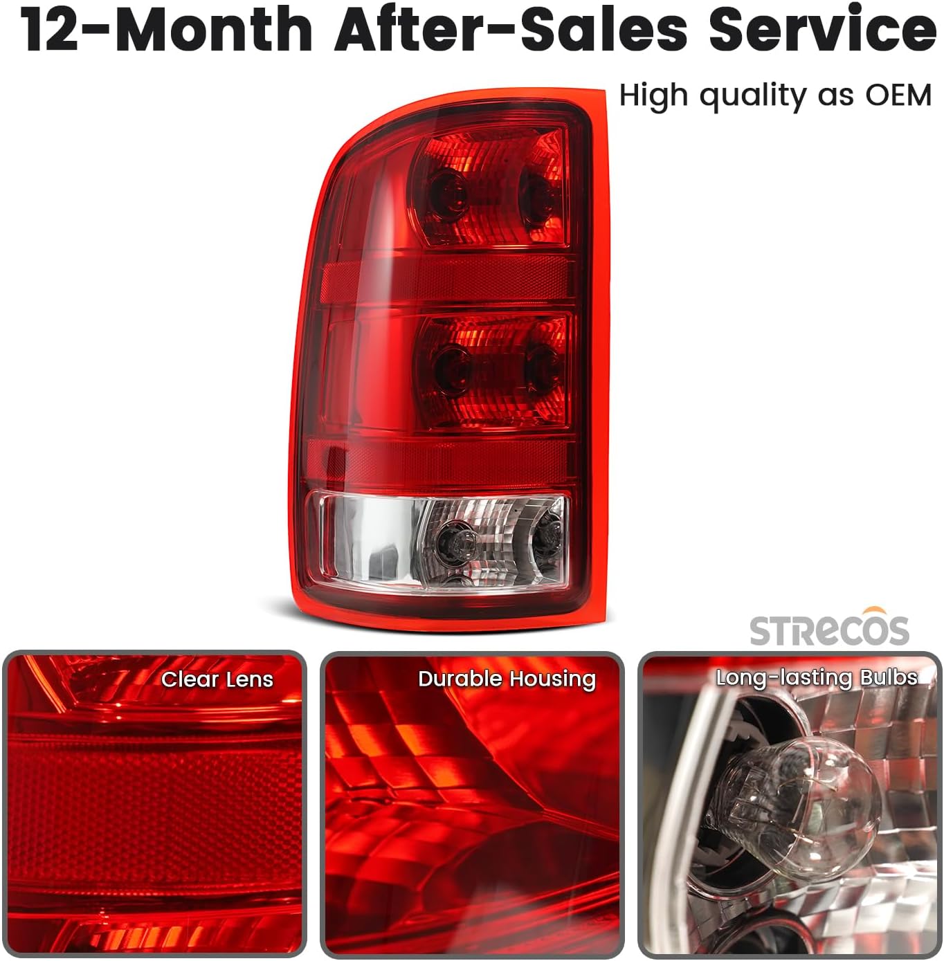 Pair Tail Lights Compatible with 2007-2013 GMC Sierra 1500 2500HD 3500HD Halogen Taillights with Bulbs and Harness Rear Brake Signal Assemblies Replace OEM # ‎25958484 25958485