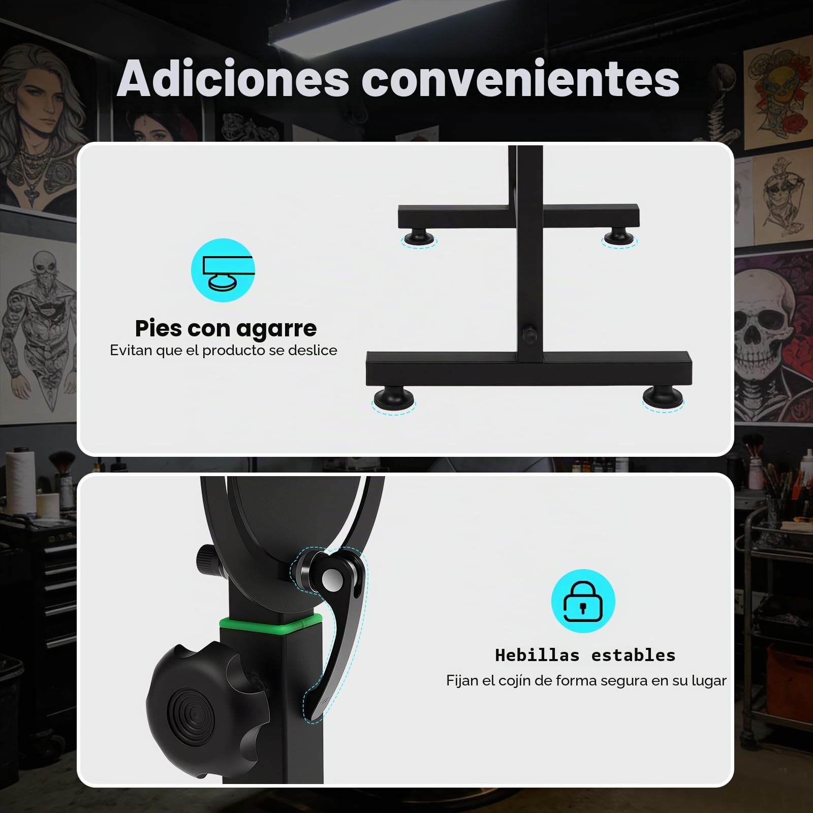 Soporte para reposabrazos de tatuaje, soporte profesional para mesa de tatuaje, soporte para piernas con inclinación de 180°, almohadilla de esponja, tamaño 70 x 40 x 5 cm, altura ajustable 69-102 cm