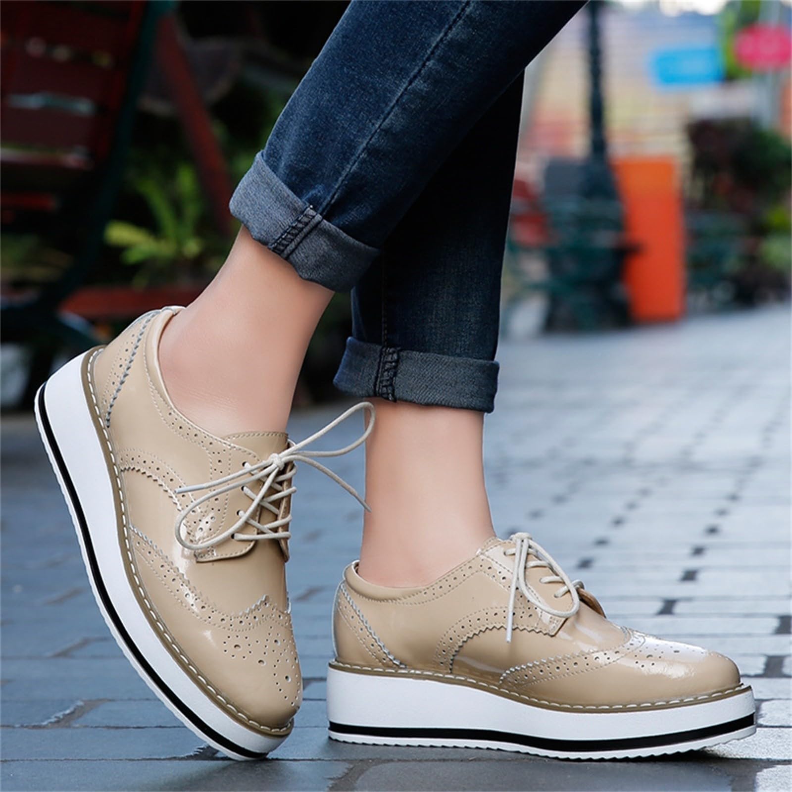 Sneaker da donna estiva chic e confortevole ballerina in pelle, scarpe da ginnastica estive comode e piatte quotidiane, scarpe da passeggio con piattaforma, sneaker quotidiana multiuso, sneaker