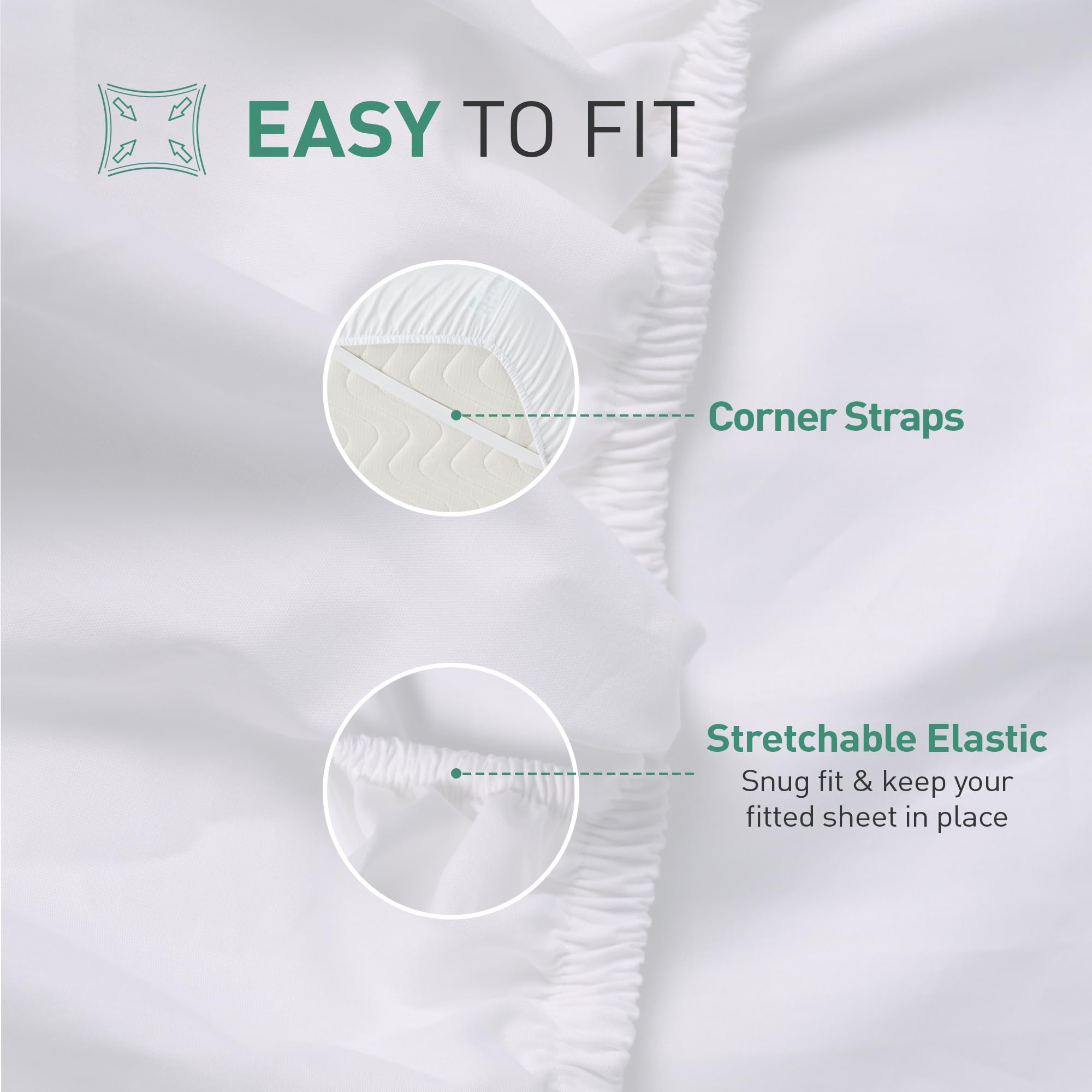 Sylvanora 100% Egyptian Cotton Fitted Sheet, 25cm Extra Deep Pocket with 4 Elastic Corner Straps - Image 3
