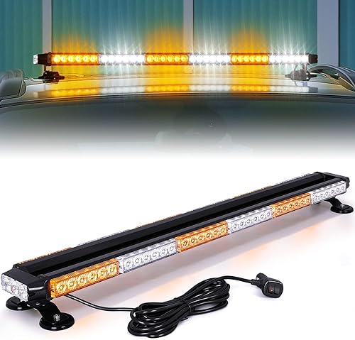 Linkitom Barra de luz estroboscópica LED Barra de luz LED de aluminio de doble cara intermitente de 37.5 pulgadas 78 LED de alta intensidad con