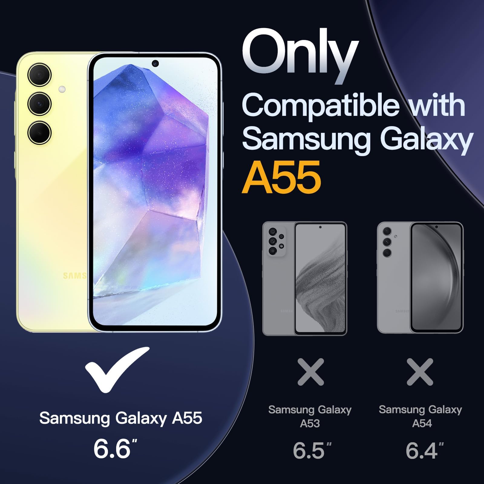 Dl3 Mobilak Case for Samsung Galaxy A55, Crystal Clear [Not Yellowing] [Military Grade Drop Protection] Shockproof Protective Slim Cover Black