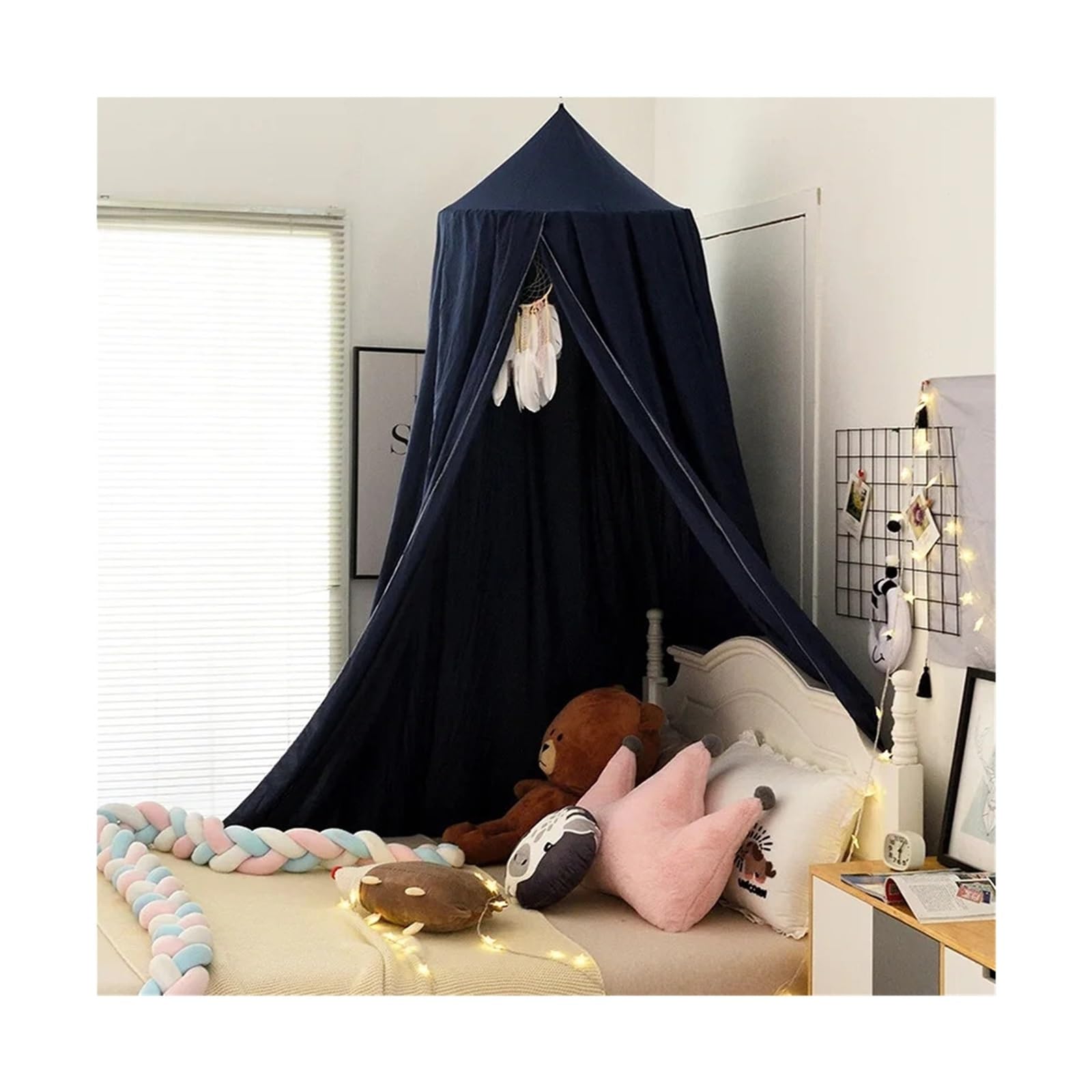KiddiBubzi Kids Crib Bed Tent Bed Canopy Kids Bed Kids Girl Room Decor Kids Bed Canopy Tent(Black)
