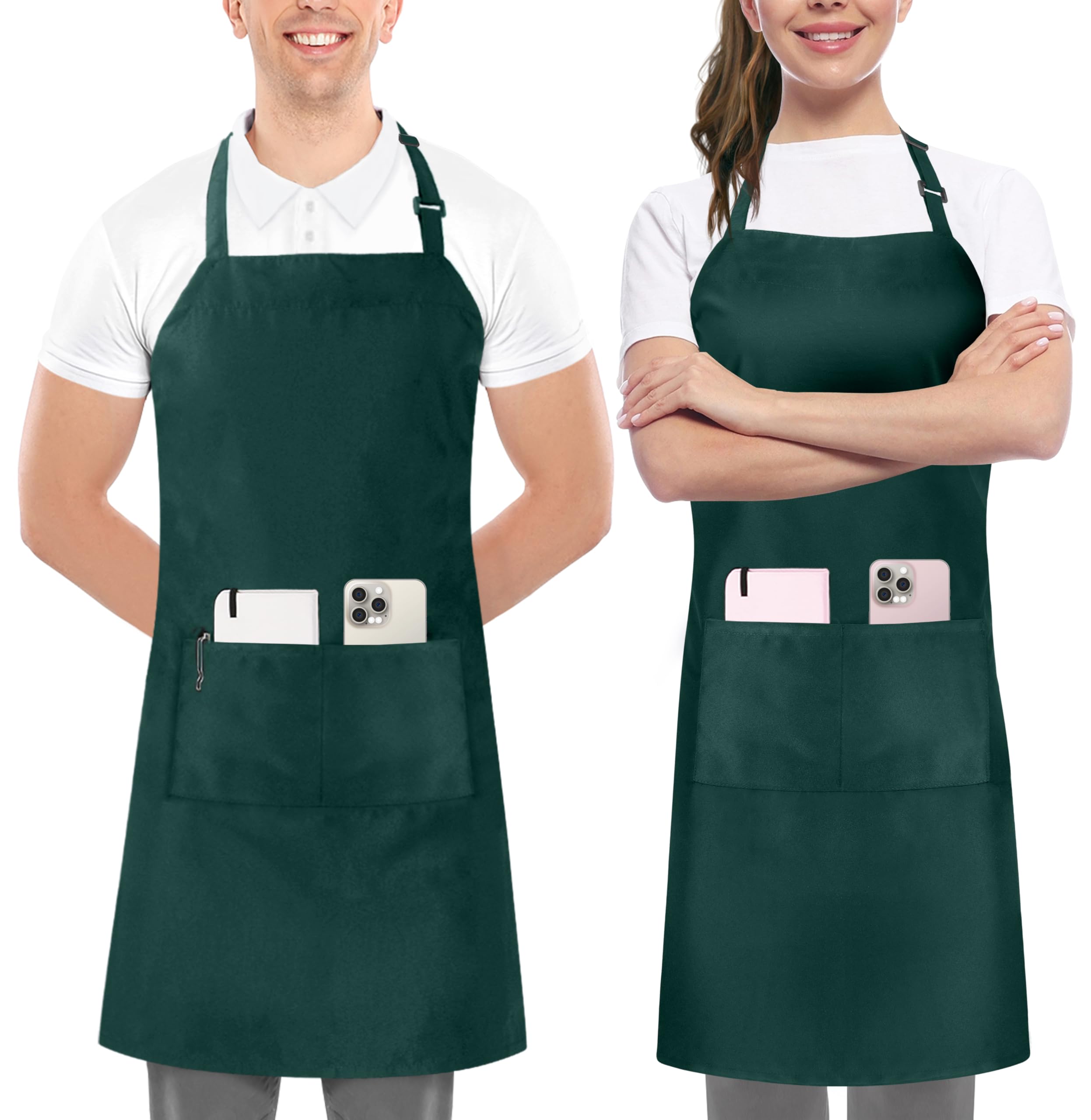 Utopia Kitchen Adjustable Bib Apron with 2 Pockets Waterdrop Resistant Cooking Kitchen Apron for Men, Women with Long TiesOEKO-TEX STANDARD 100