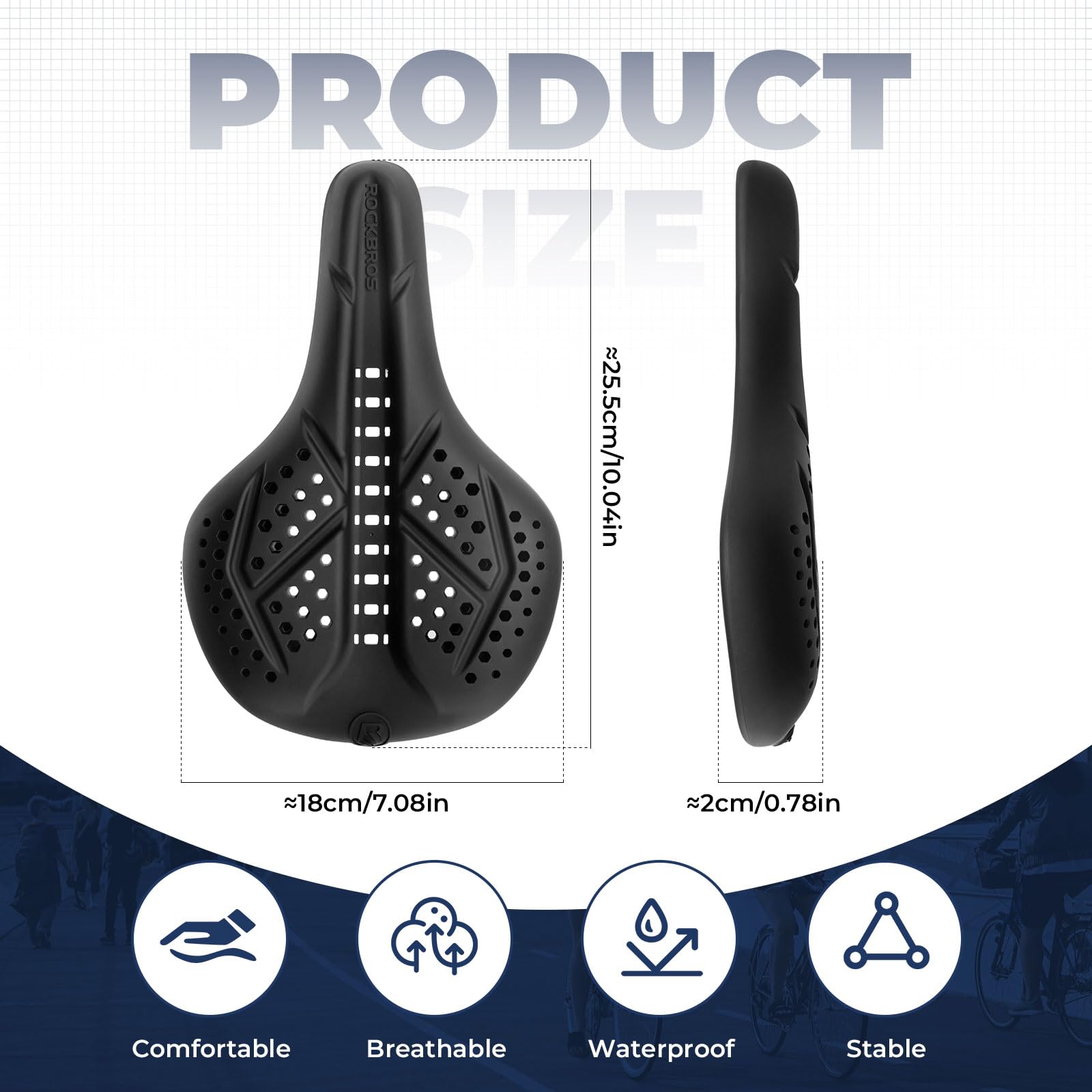ROCKBROS Coprisella Bici Comoda in Silicone, Copri Sella Traspirante, Coprisella Bici Ammortizzante, Sellino Morbido, Sella Ergonomica per MTB/Bici da Strada, Accessori per Ciclismo, Uomo e Donna