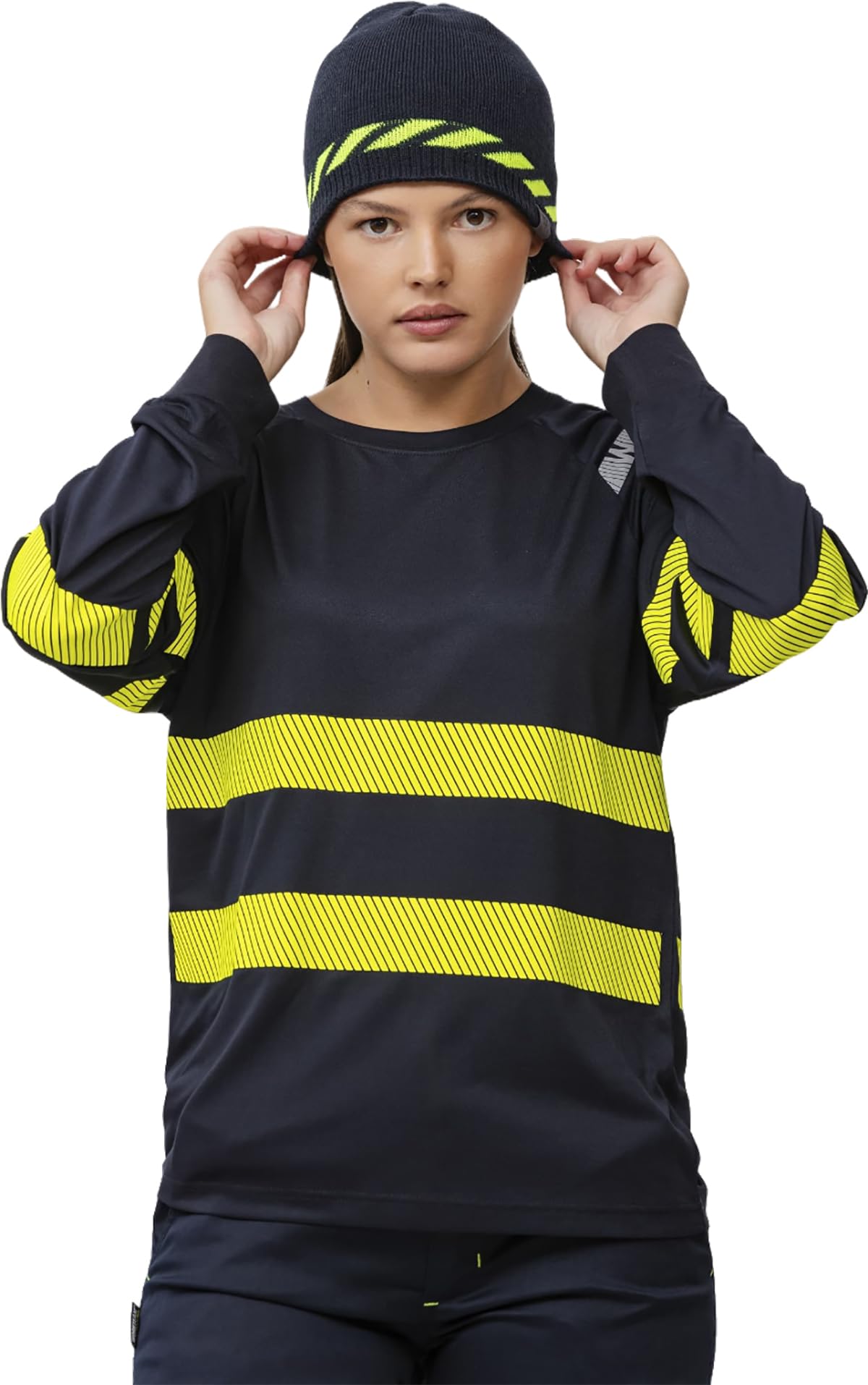 WORKTEAM Camiseta Manga Larga Alta Visibilidad con Cintas Reflectantes Segmentadas, Cuello Redondo, ISO 20471 Clase 1. Unisex