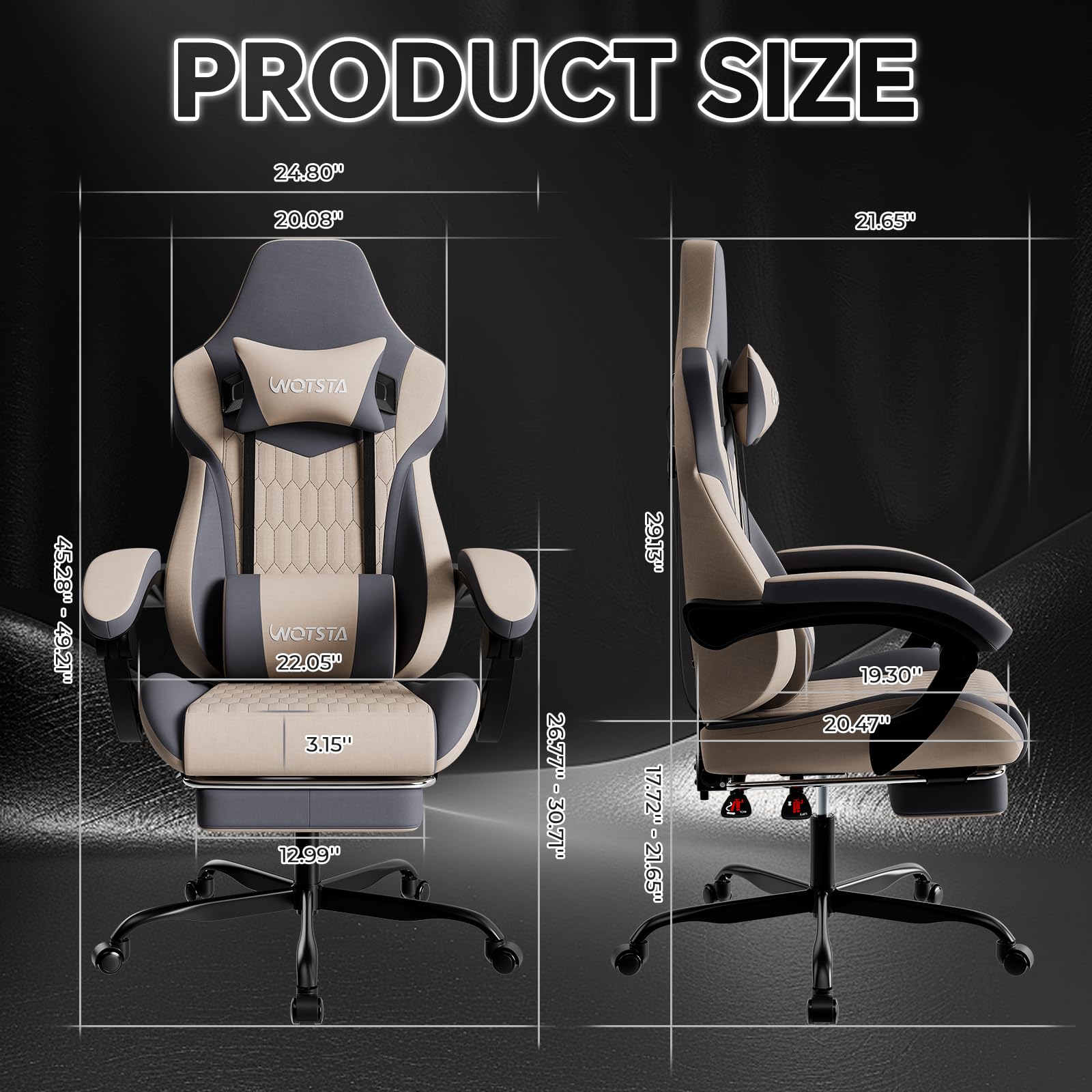 Sedia da gaming, ergonomica con poggiapiedi e supporto lombare, sedie per computer, altezza regolabile, per videogiochi o ufficio, beige blu