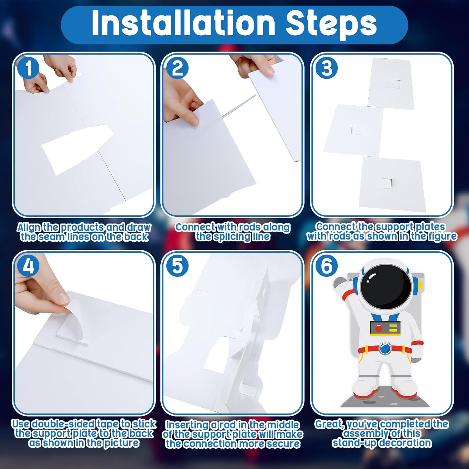 Novabright 4.67 ft Astronaut Cardboard Cutout Space Party Stand-up Backdrop Photo Props for Classroom Vacation Bible School Space Theme Party Science Fairs Supplies