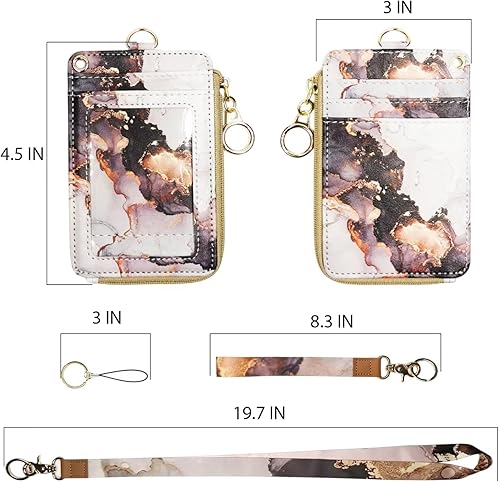 Miniatura 71 de Soporte para tarjetas de identificación negro con cordón, soporte vertical de piel sintética para tarjetas de identificación con 1 ventana de Negro