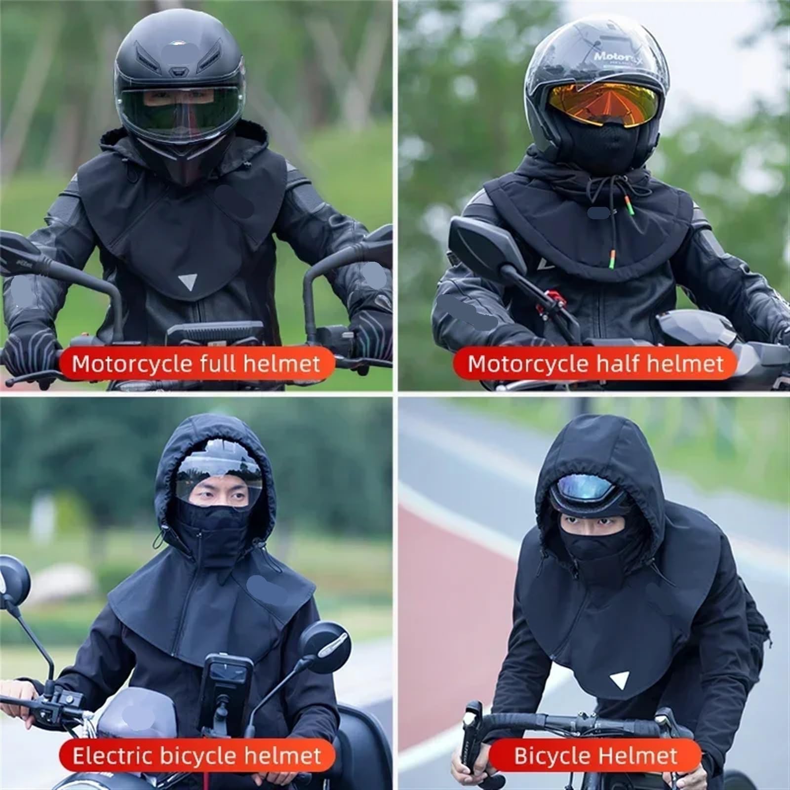 Sottocasco Caldo Maschera Invernale da Ciclismo for Donna e Uomo, con Cappuccio, Passamontagna, Calda, Antivento, da Sci, in Pile, a Doppio Strato, for Moto e Scooter(Black)