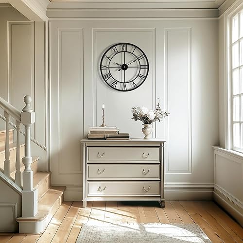 Miniatura 5 de Tatub Reloj de pared grande de 24 pulgadas para decoración de sala de estar, número romano, moderno, redondo, decorativo, de metal, grande, para