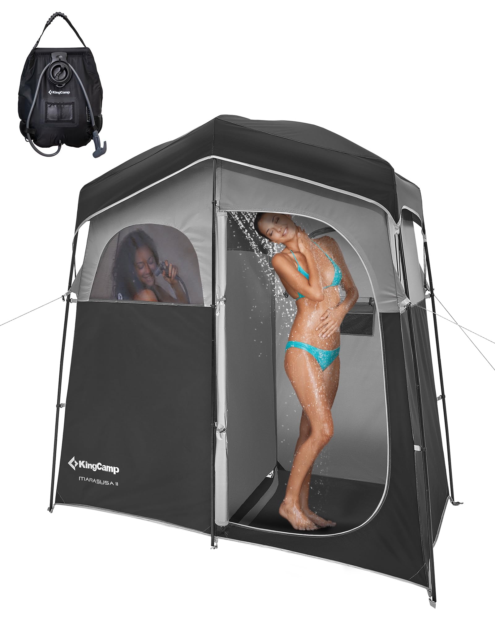 KingCamp Übergroße Outdoor-Duschzelte für Camping, Ankleidezimmer, tragbarer Unterschlupf, Umkleidekabine, Dusche, Privatsphäre, Einzel-/Doppelduschzelt, 200 x 105 x 203 cm