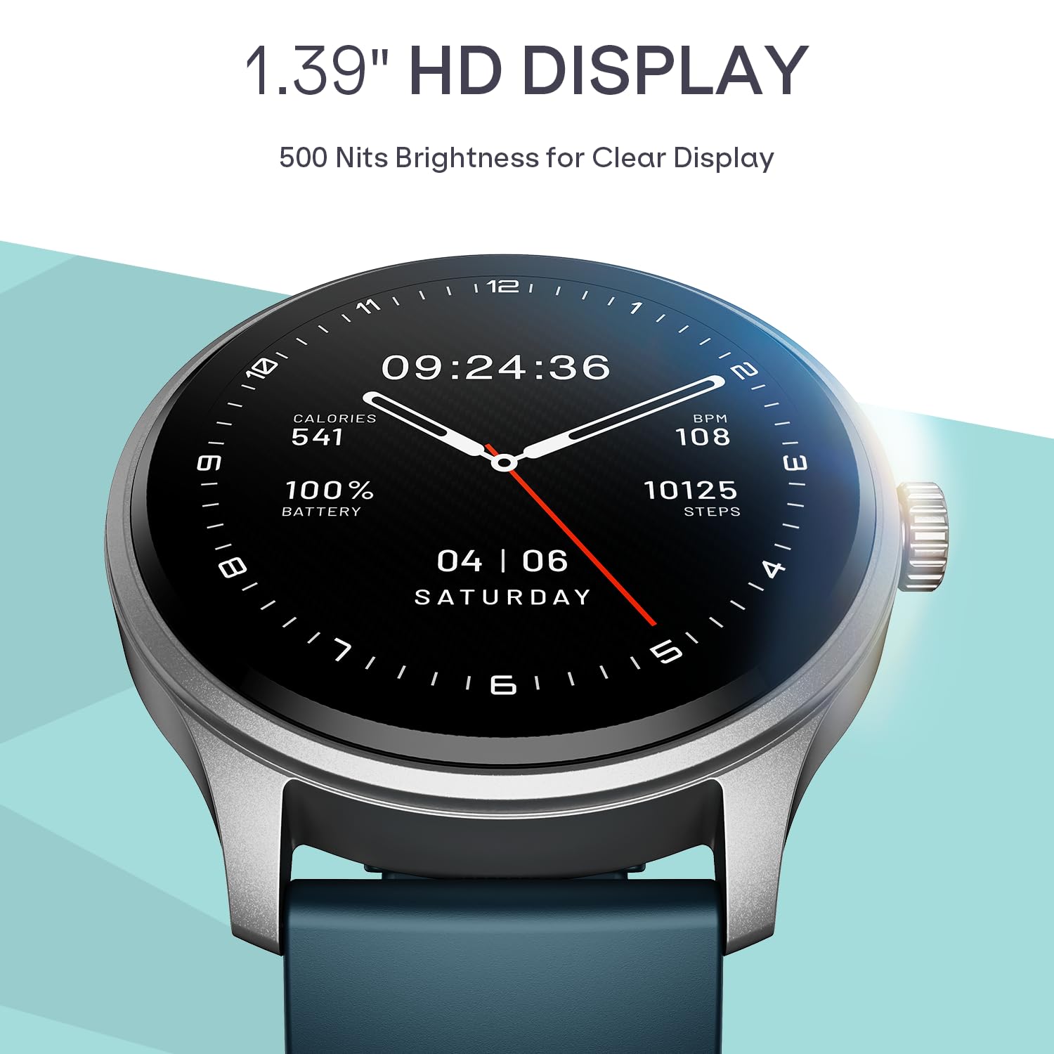 boAt Lunar Discovery Neo, 1.39" (3.5 cm) Round HD Display, Premium Metallic Finish, Animated Watchfaces, 100+ Sports Mode, Bluetooth Calling, Smart Watch for Men & Women (Ocean Blue) — Amazon image 2