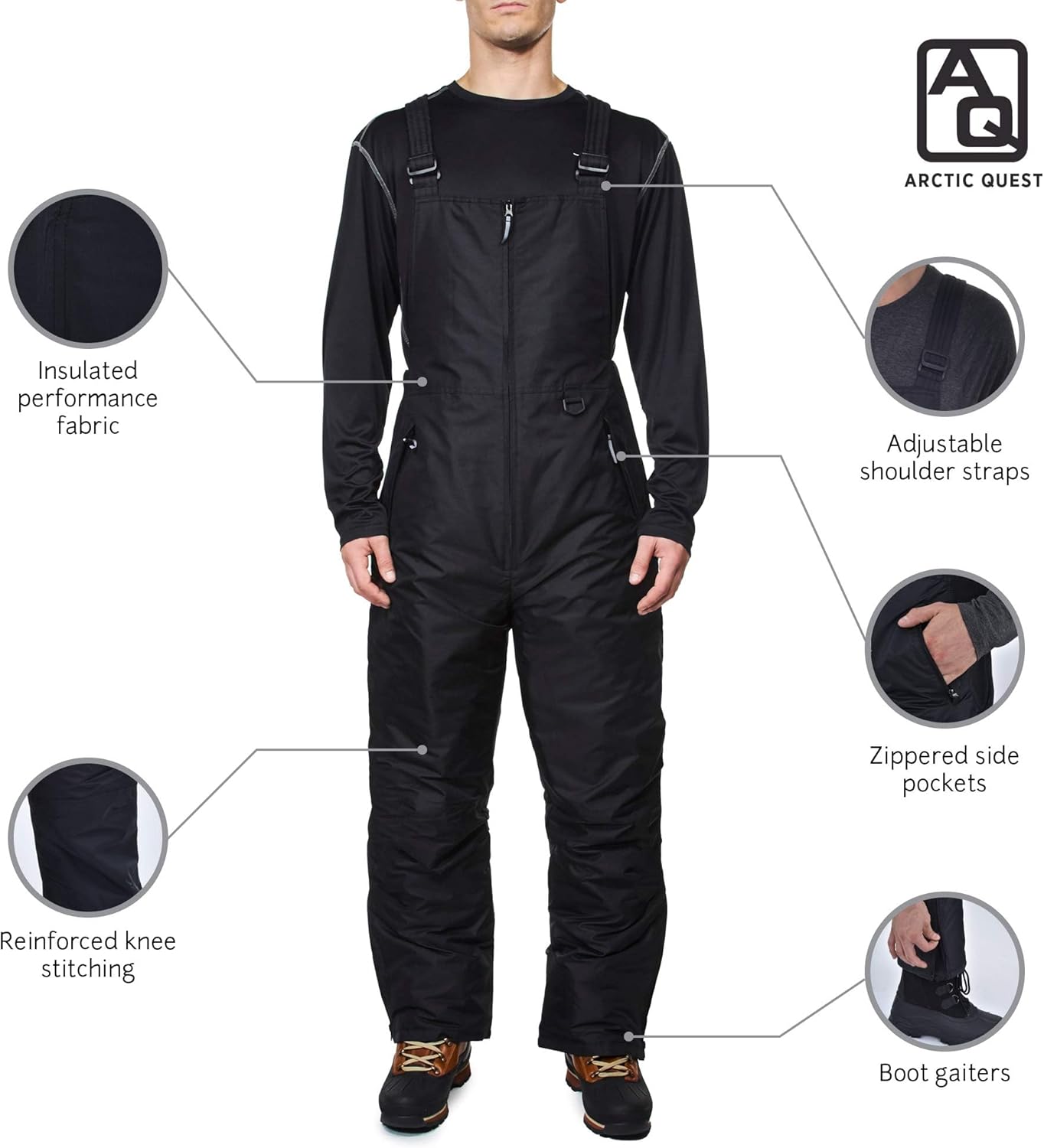 Arctic Quest Mens Insulated Snow and Ski Bib Overalls Snow Pants Snowboard Mens Overalls for Fishing, Hunting, Snowmobiling, Black Beauty, 3XL - Image 4