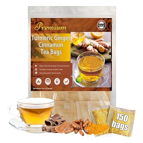 Bolsas de té de cúrcuma y jengibre y canela orgánicas, té de hierbas natural de cúrcuma de primera calidad, bolsa de té de cúrcuma, mezcla hecha a