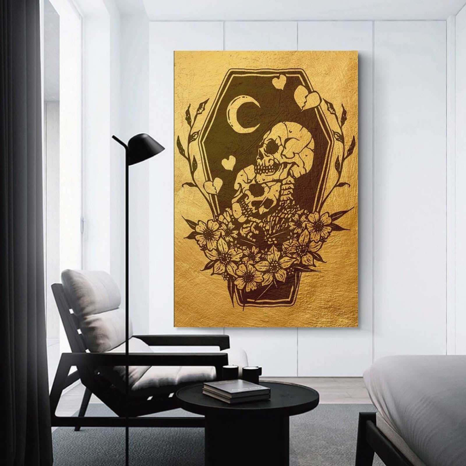 Junmoney Skeleton Lovers Wall Picture Print, 24x36inch(60x90cm), for Workspace Walls, Study Corners Or Bedrooms, Wall Art That Adds Style to Work Areas