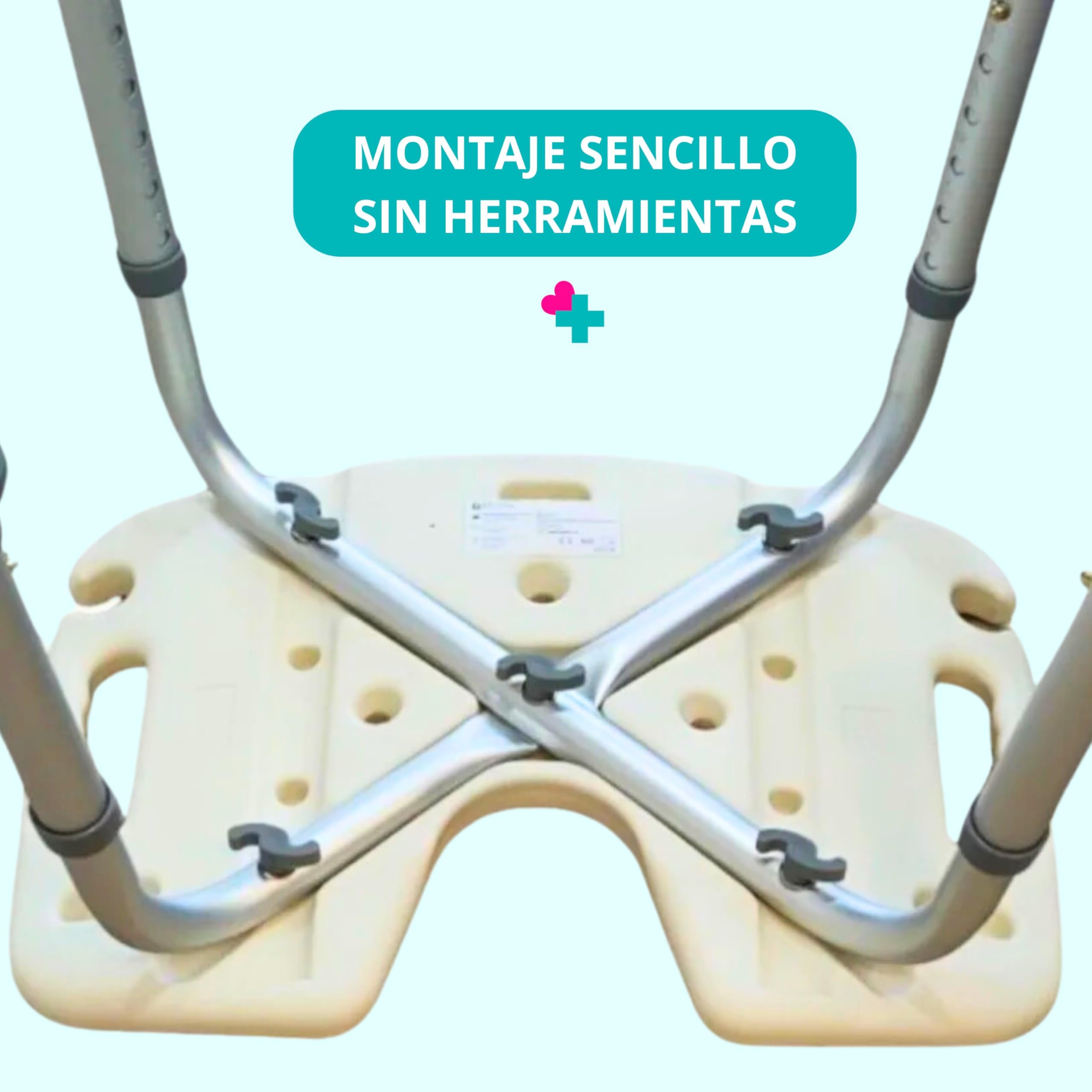 Taburete Baño en Forma de U | Taburete Ducha con asideras | Asiento Ortopédico | Regulable y Antideslizante | Silla Ducha Personas Mayores: Cómoda, Segura y Ligera | 120kg MAX (2 Unidades)