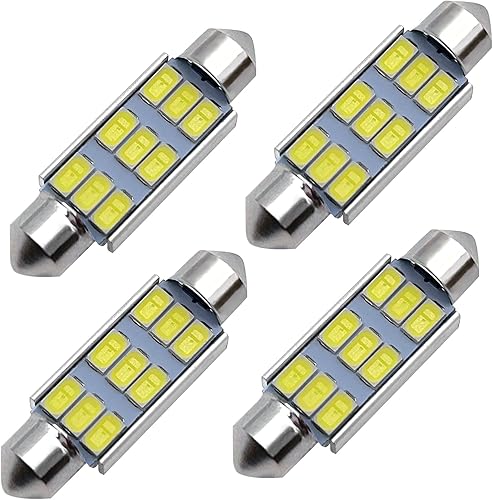USTOPF1T 4 bombillas LED automotrices de 1.614 in, lámpara decodificadora de doble punta 5630-9SMD, 6000 K, bombilla LED blanca súper brillante para