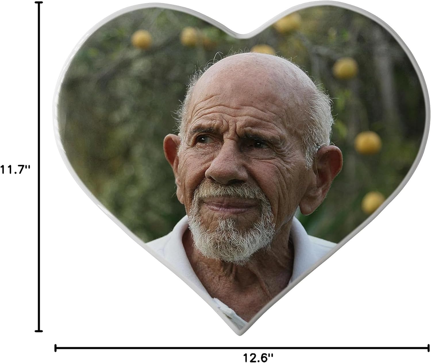 Heart Ceramic Porcelain Plaque for Headstone - Memorial Ceramic Photo (32cm (12,60") Wide)