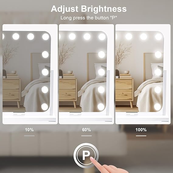 Hollywood Vanity Mirror with Lights, 50×42cm Lighted Makeup Mirror