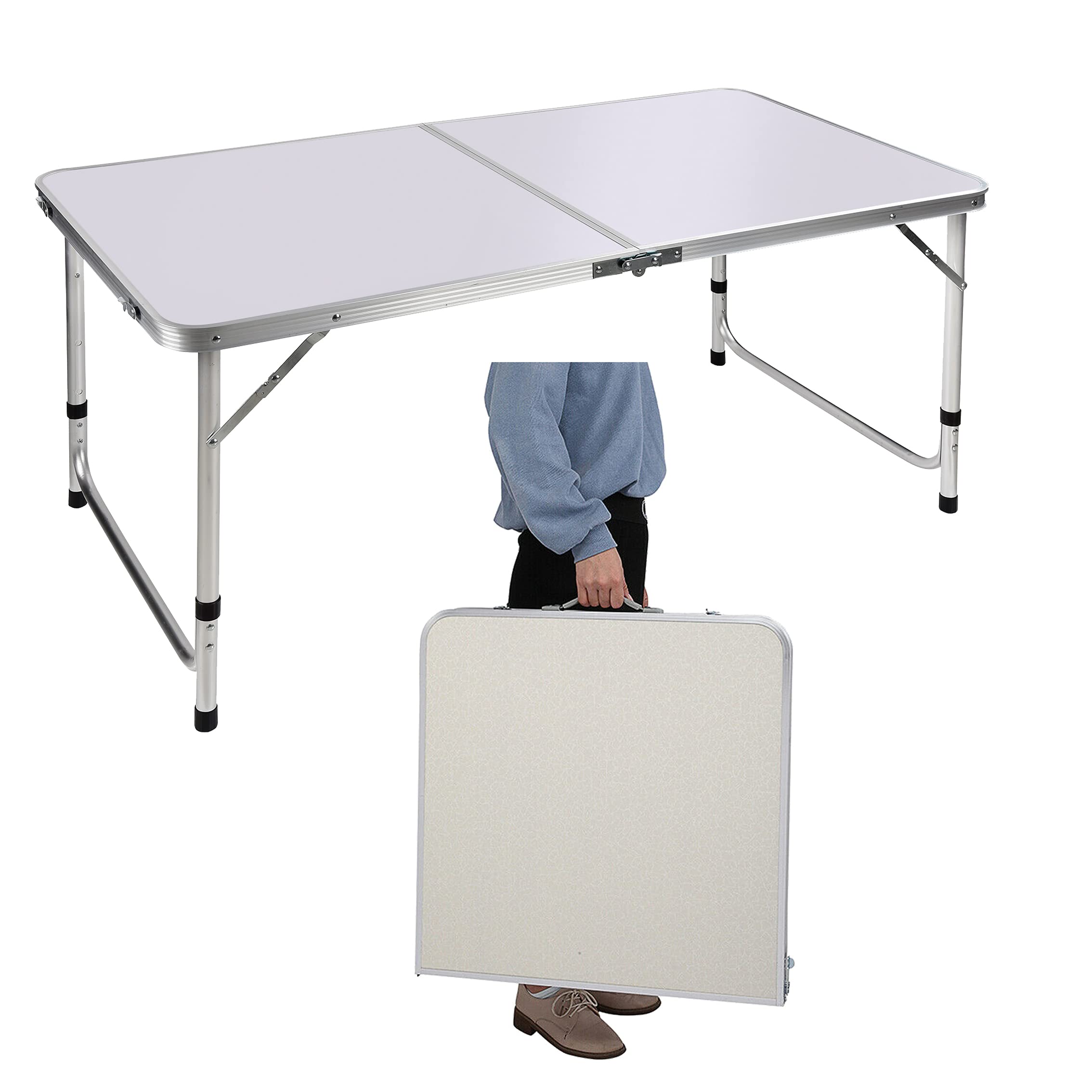 Portable Camping Table,4FT Lightweight Folding Table with MDF Table Top,Fold up Table for Outdoor Garden Picnic Cooking Beach Hiking Fishing,Easy to Carry&Clean