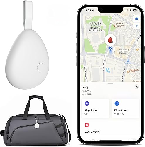 [Apple MFi Certified] Air Tracker Tag 1 Pack (iOS Only), Bluetooth Tracker for Apple Find My, Replaceable Battery, Key Finder and Item Locator Smart Tag for Keys, Bags, Luggage, Wallet (White)