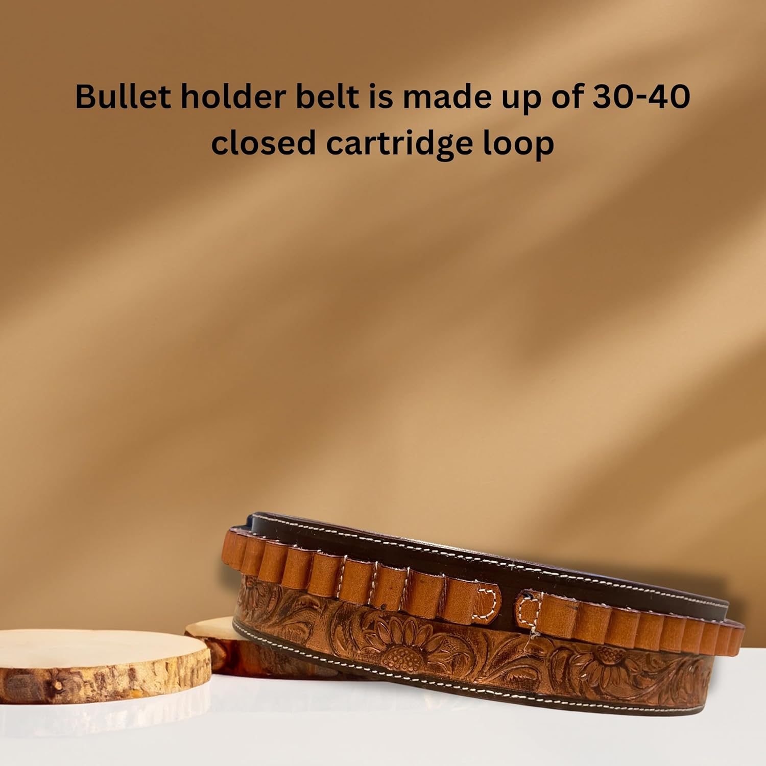 Hulara Pistol Cartridge Belt with Adjustable Ammo Bandolie Revolver Shotgun Shell Holder for Men/Women Cowboy Belt for 38 Cal