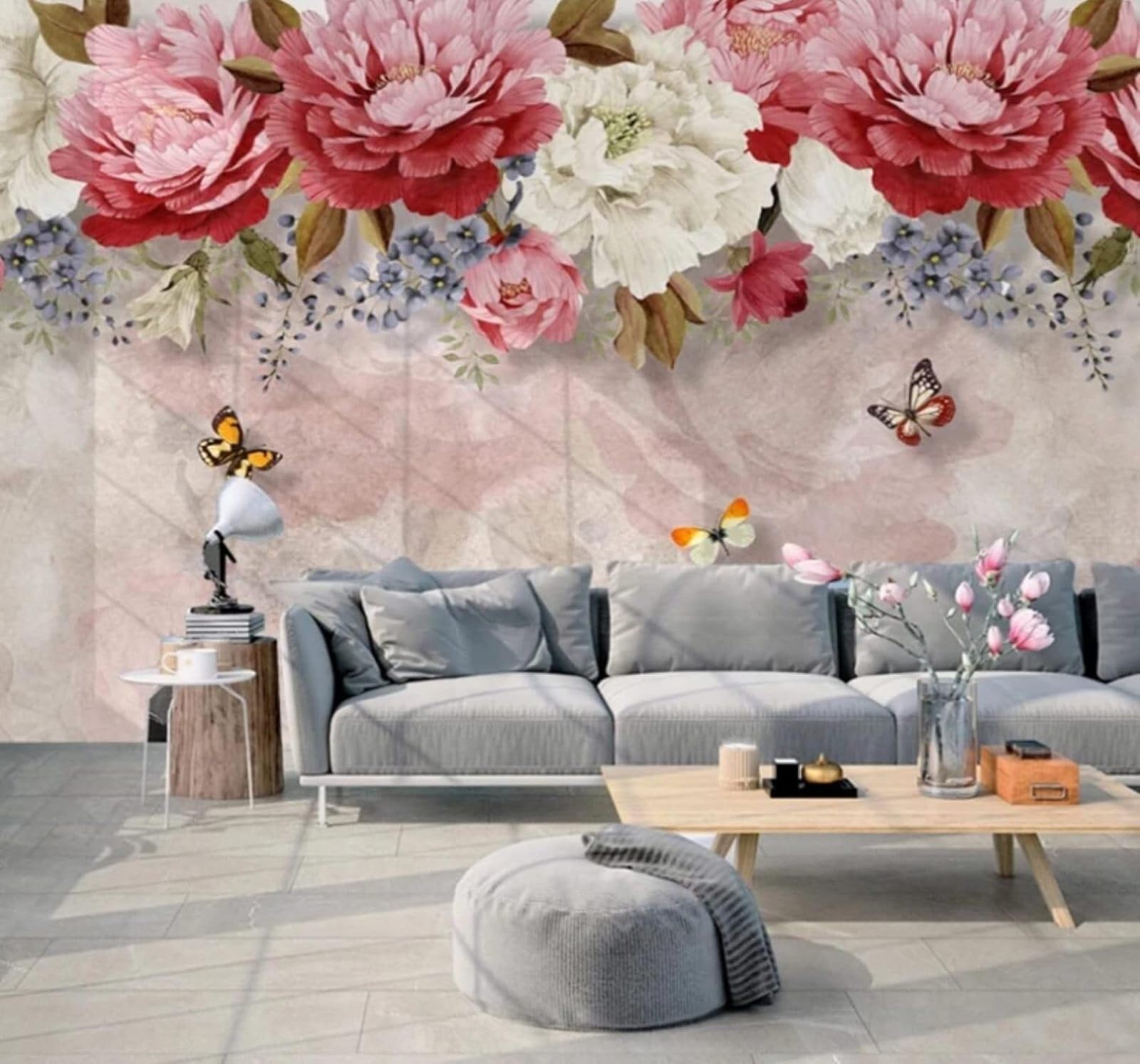 XLMING Hand Drawn Plants Beautiful Flowers Butterflies 3D Wallpaper Luxury Home Dining Decor Paste Sofa Living Room The Wall for Bedroom Mural-350cm×256cm