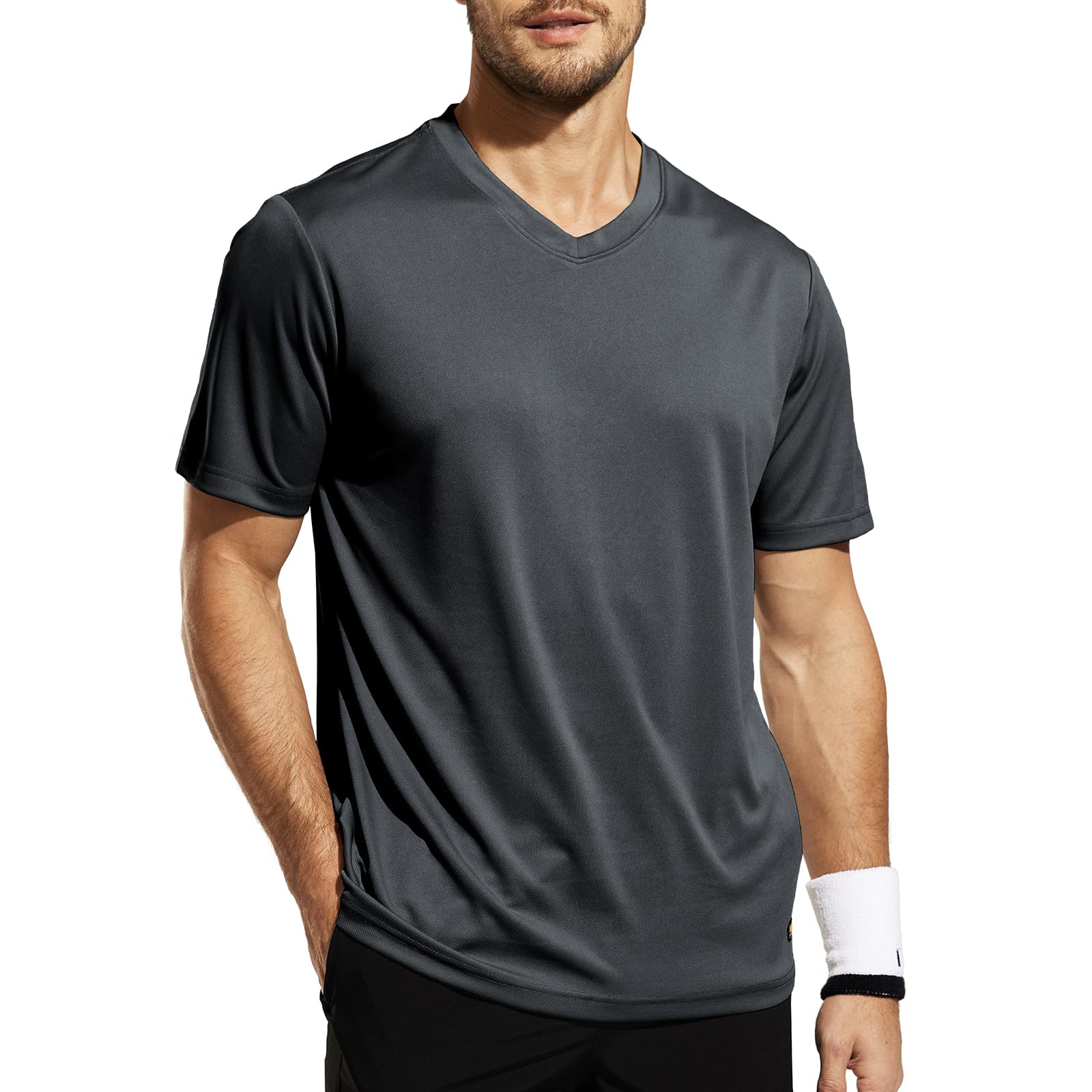 MIER Men's Quick Dry Workout Shirts Moisture Wicking Running Athletic Performance T-Shirts Recycled Polyester Top Tee