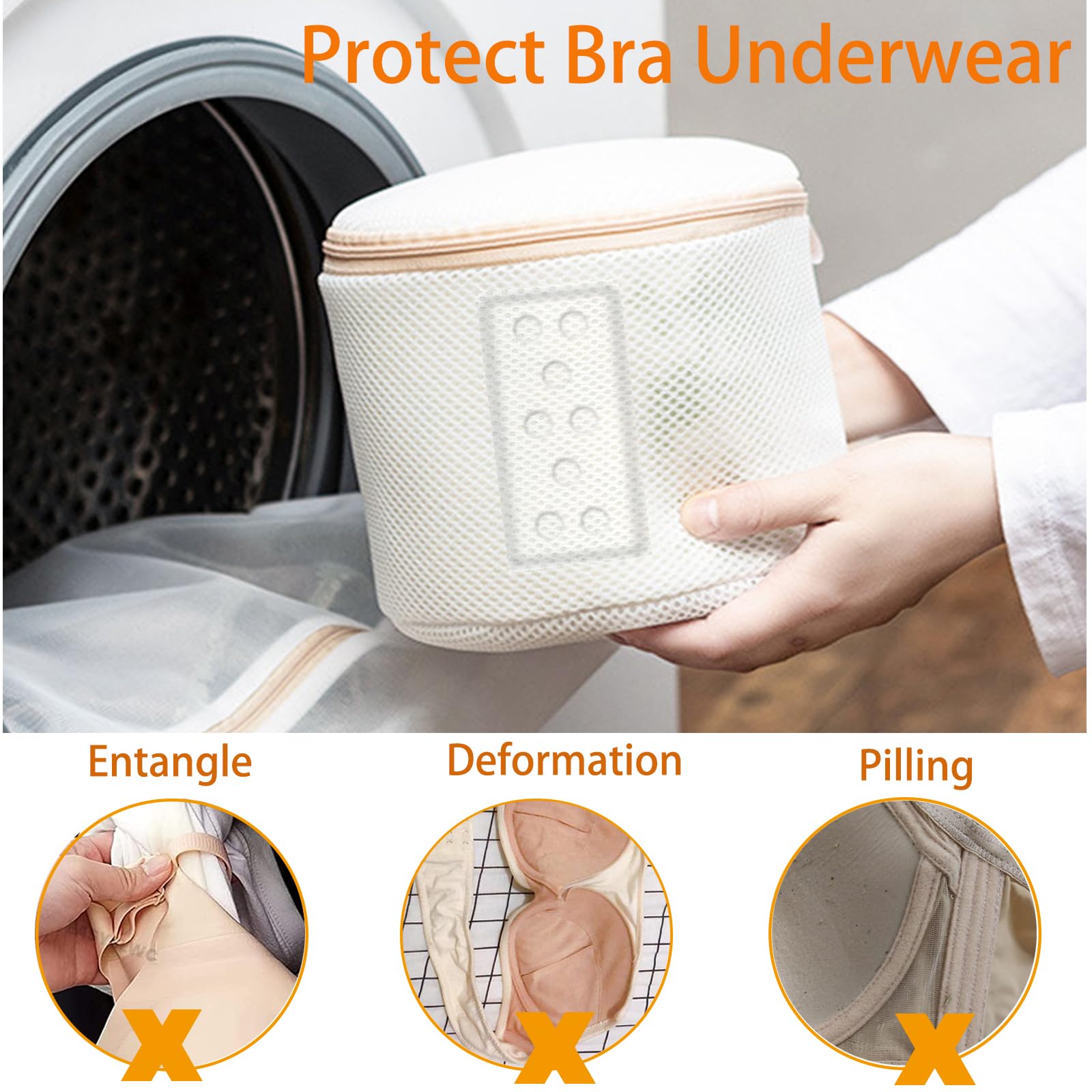 Sacchetti Per Lavaggio Reggiseno In Rete Fine, 16x16 Cm, Proteggi La Biancheria Intima In Lavatrice - 4