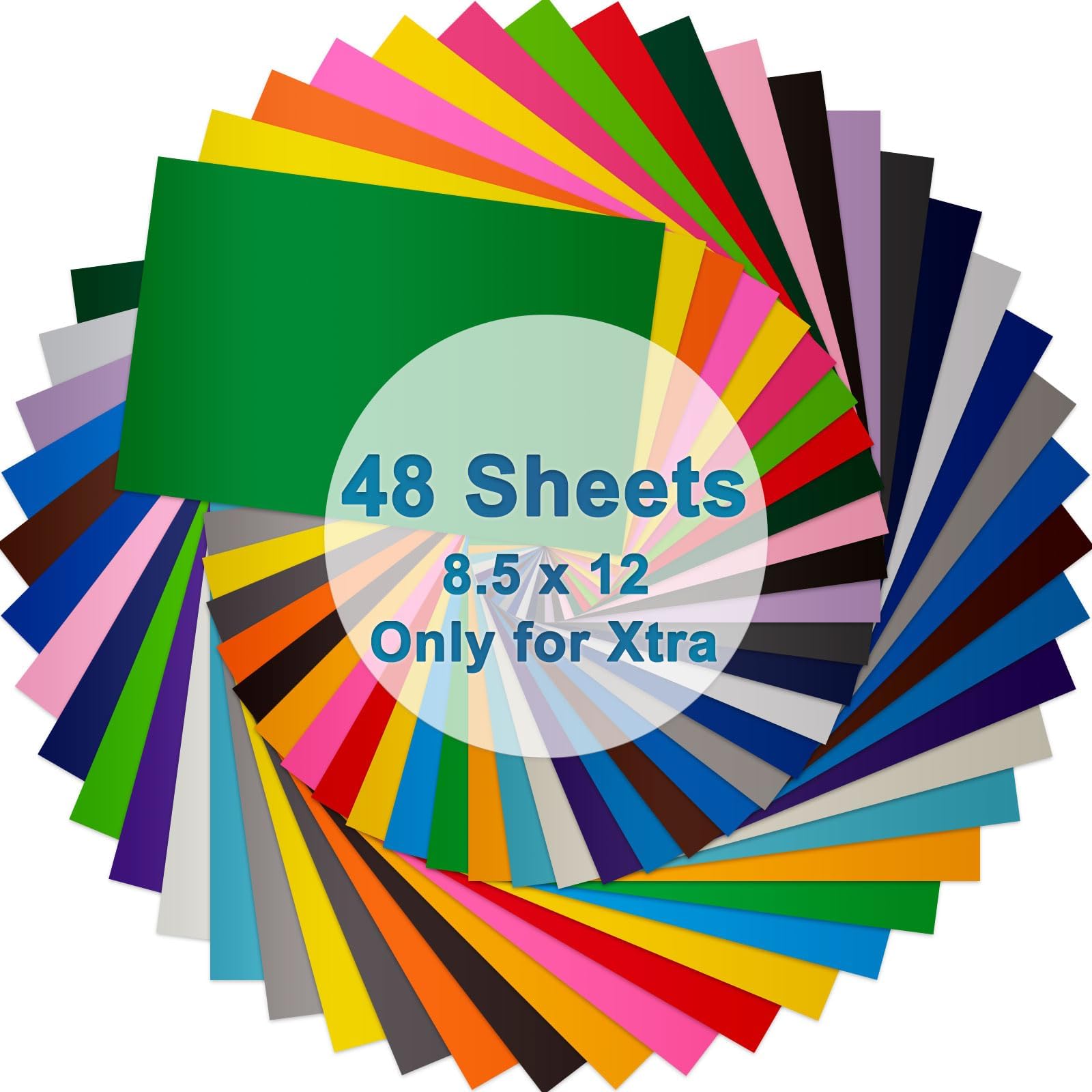 Permanent Adhesive Vinyl Sheets Sampler Compatible with Cricut Joy Xtra, 8.5x12 Extra Vinyl Supplies, 48 Color Materials for Decor and Sticker Making, Xtra Accessories Bundle(Glossy & Matte)