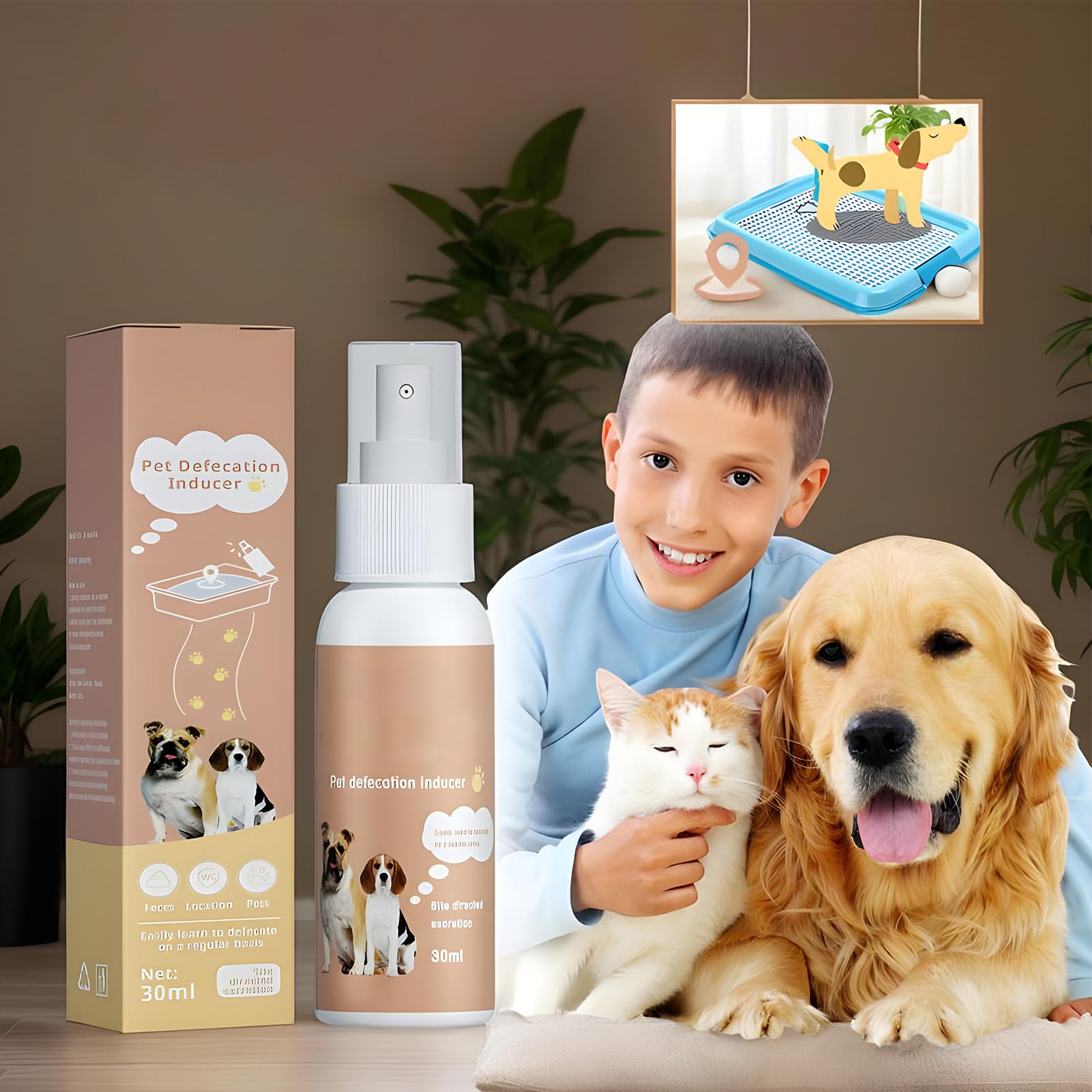 Spray d'apprentissage de la propreté pour chien, parfum naturel, 1 pièce, spray d'apprentissage de la propreté, attractif pour pipi pour animaux domestiques, application facile ciblée, pour tapis ou