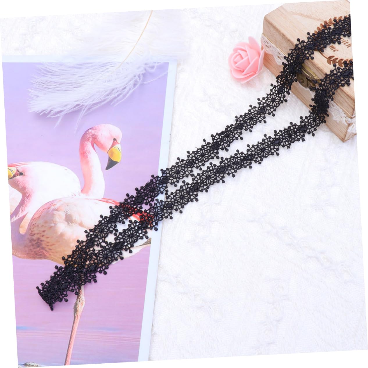 Tofficu 3piezas Ribete De Encaje Negro De Yardas Decoración De Bordes Para Ropa y Manualidades Para Bodas y Fiestas Material Suave y Fácil De Cortar