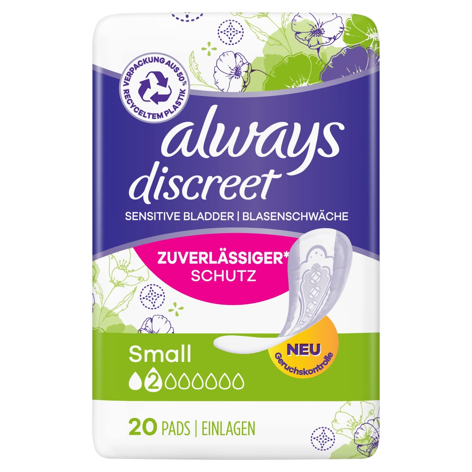 Always Discreet Small Plus Lot De 2 Paquets De 16 Protège-slips Pour Fuites Urinaires Légères