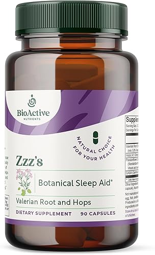 BioActive Nutrients Zzz's Botanical Sleep Aid - con GABA, L-teanina, bálsamo de limón, raíz de valeriana y raíz de ashwagandha, súper verdes,