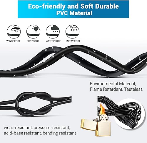 Miniatura 5 de YOTIGER Cable de extensión de alimentación para interiores y exteriores, 16 AWG, 13 A, 1625 W, 16 AWG SJTW, cables eléctricos resistentes de 3