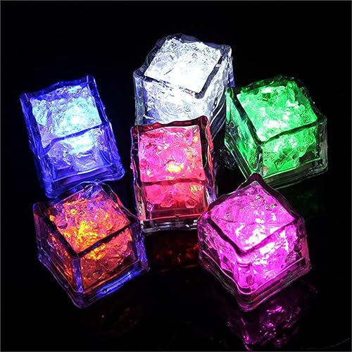 Miniatura 5 de Cubo de hielo LED impermeable, paquete de 24 cubos de hielo cuadrados de color rojo con luces siempre brillantes para bar, club, fiesta, vino, boda,