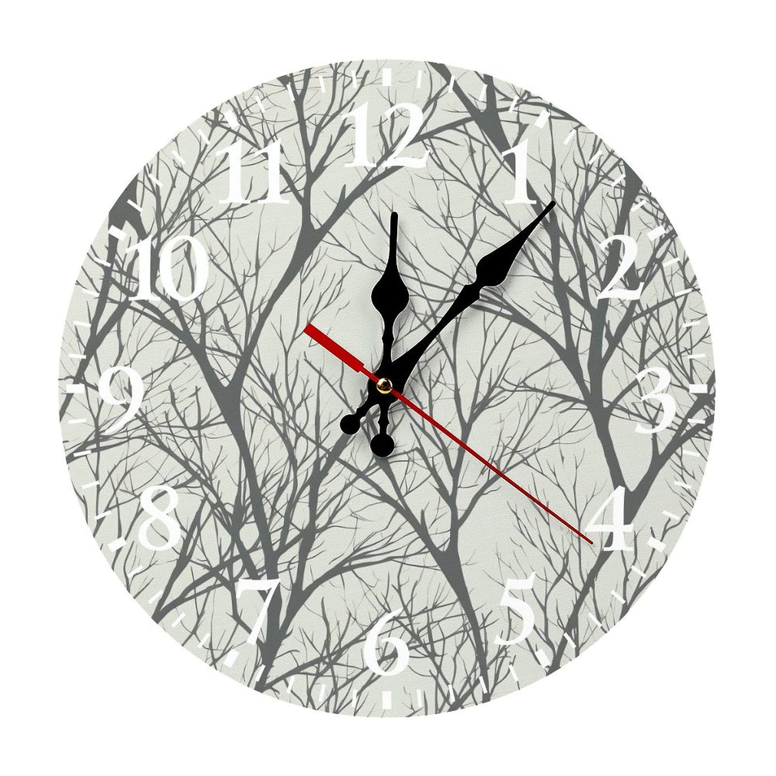 NTVOWPZO 10 Inch Wall Clock Tree Branch Battery Operated Wall Clocks Silent Non-Ticking Round Wall Clock for Living Room Kitchen Home Office Wall Decorative Clock