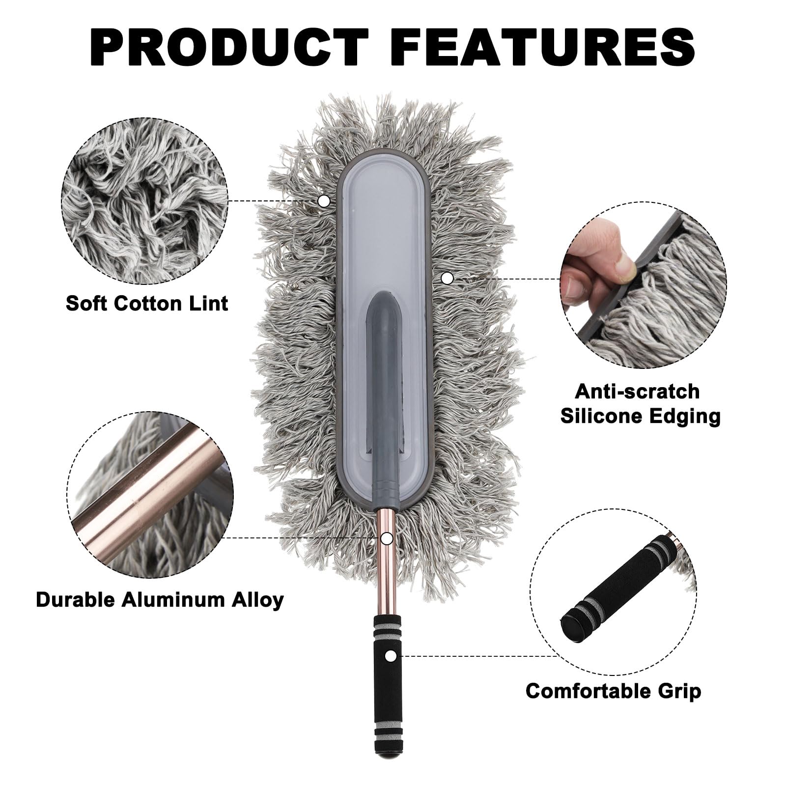 sourcing map Brosse de nettoyage extérieure anti-rayures pour voiture, outil de nettoyage de voiture souple haute densité avec poignée rétractable pour voiture, SUV, camion, moto, nettoyage à domicile